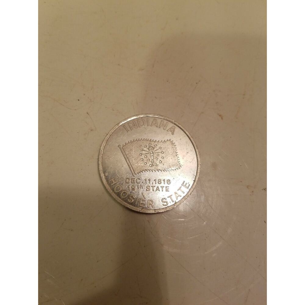 Vintage Indiana Hoosier State Aluminum Silver Token